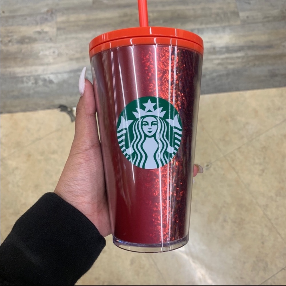 Starbucks sparkly glitter ombré red tumbler